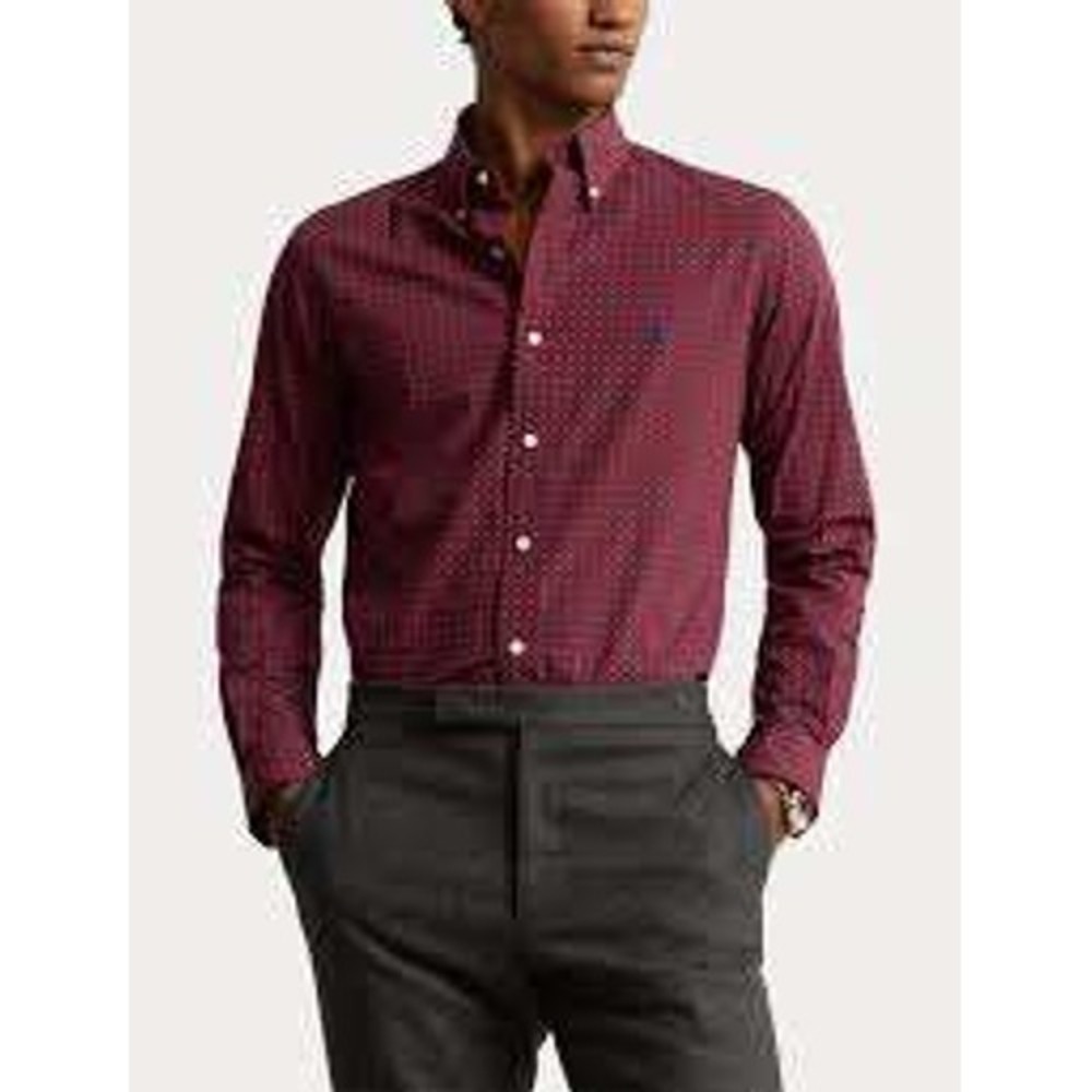 Polo Ralph Lauren Mens LT Classic Fit Red Geometric Medallion Button Down Shirt